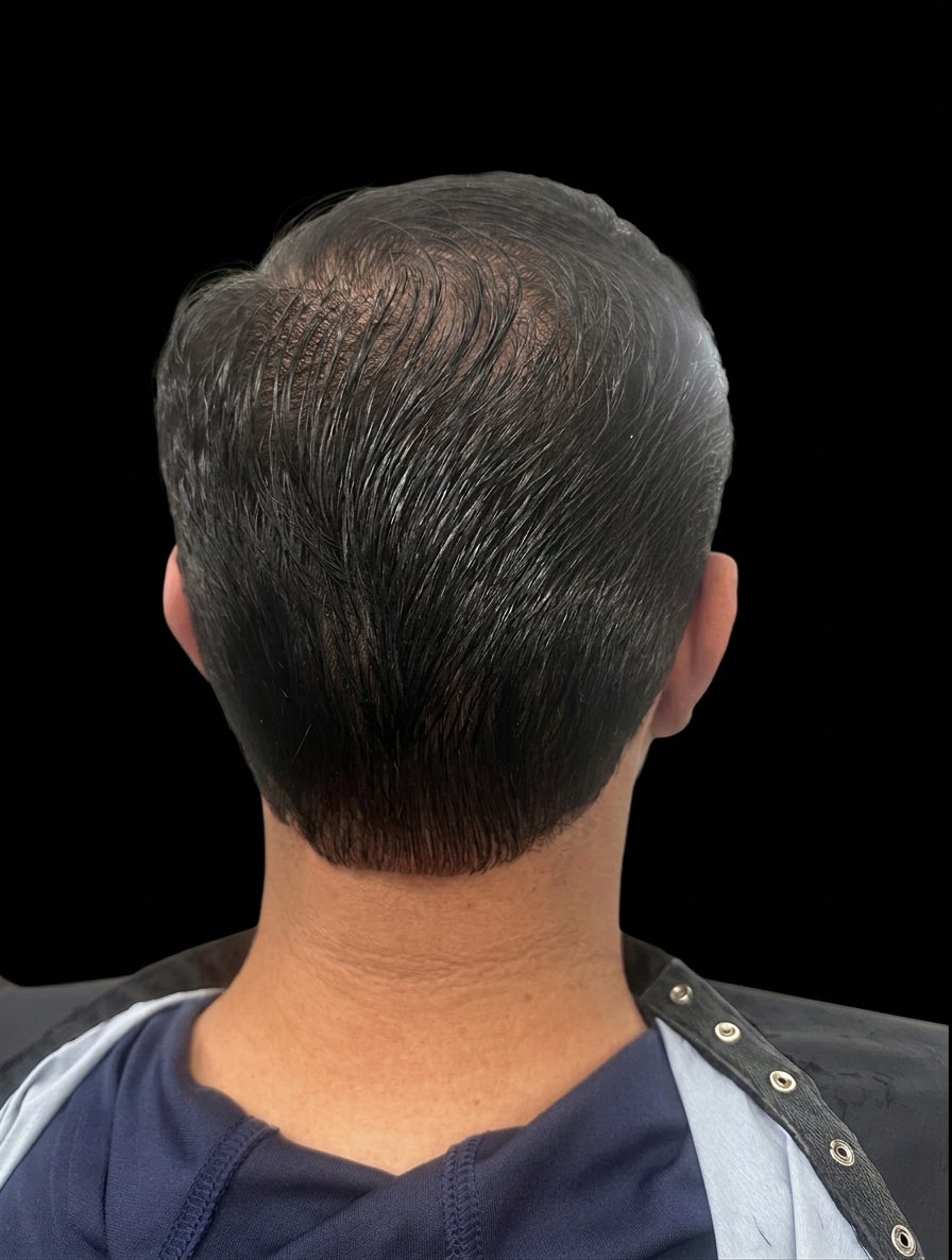 Classic men's haircut from the back with clean neckline